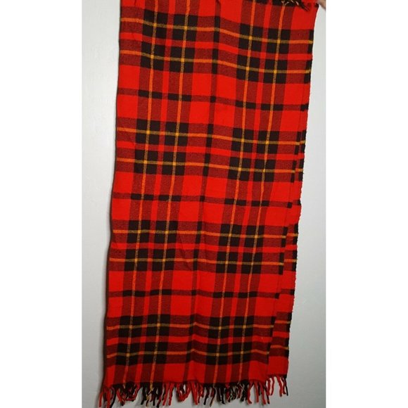 Vtg Faribo Loomed Wool Throw Blanket Plaid Red Black Yellow w Zip Bag 52 x 54 - Picture 3 of 7
